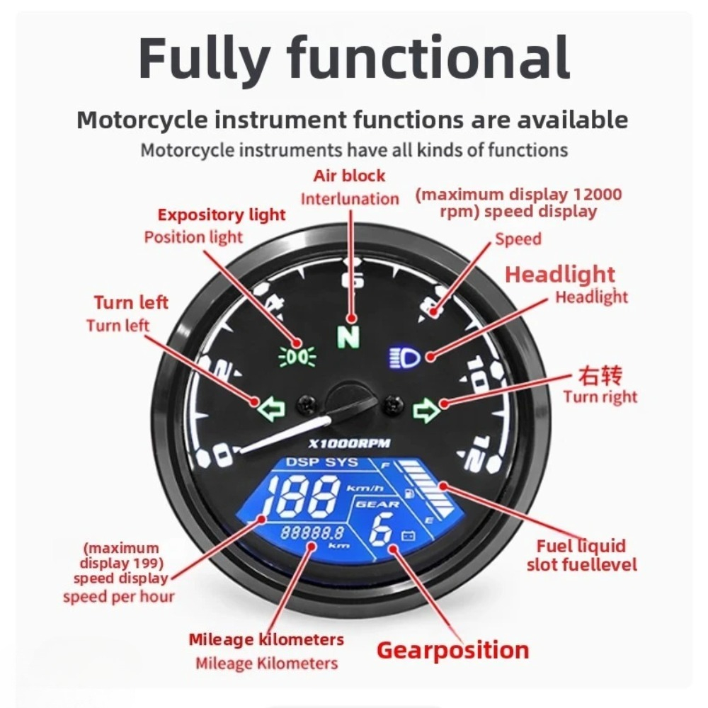Universal Motorcycle Meter Spe - Motorcycle Gear Honda recension och pris